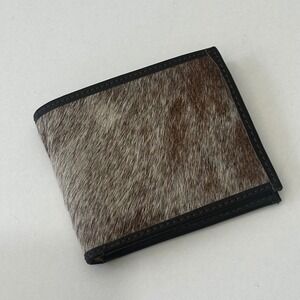 Artisan Handmade Leather Bifold Wallet Brown Pony Hair Mens